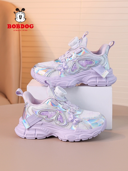 Babudou Girls' Shoes with Rotating Buttons, New Autumn and Winter Models, Breathable Double Mesh, Lightweight Girls' and Kidsren's Shoes, Sports Shoes — 4