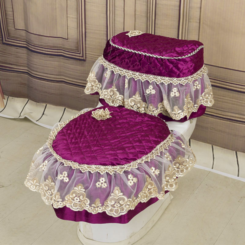 Upscale suede lace sitting defecating with three sets of toilet cover toilet cushion toilet cushion toilet cushion universal toilet lap