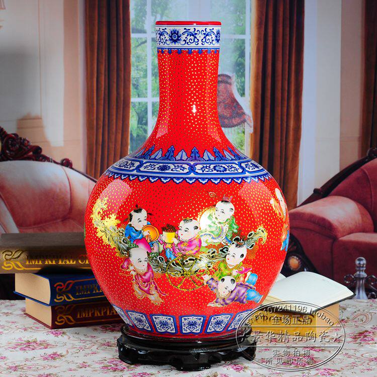 Jingdezhen ceramic vase living room floor-to-ceiling large vase high-grade porcelain ornaments home decoration porcelain vase