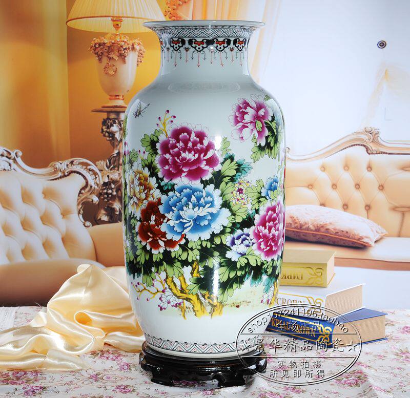 Jingdezhen Ceramic Large Vase Floor High-grade Pastel Porcelain Vase Living Room Decoration White Home Decoration