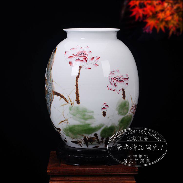 Jingdezhen Ceramic vase upscale Living room floor Porcelain Pendulum with hand hand-painted porcelain Porcelain Bottle Kiln Changing Crafts Gift Hem