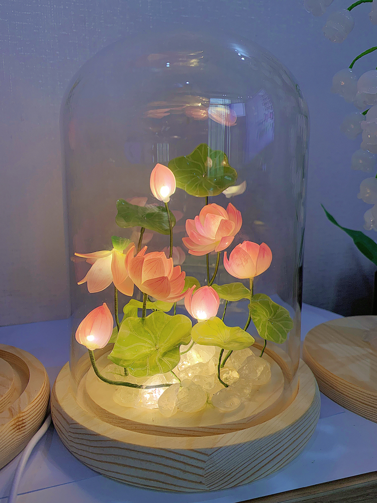 Heat Shrinking Lotus Small Night Light Handmade Creative Glass Pendulum tulips Tulip Lovers Valentine's Day Birthday Gifts-Taobao