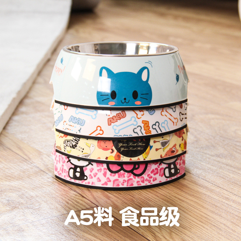 Pet dog bowl rice bowl melamine teddy golden retriever stainless steel dog bowl cat bowl anti-overturning food bowl feeding and drinking bowl