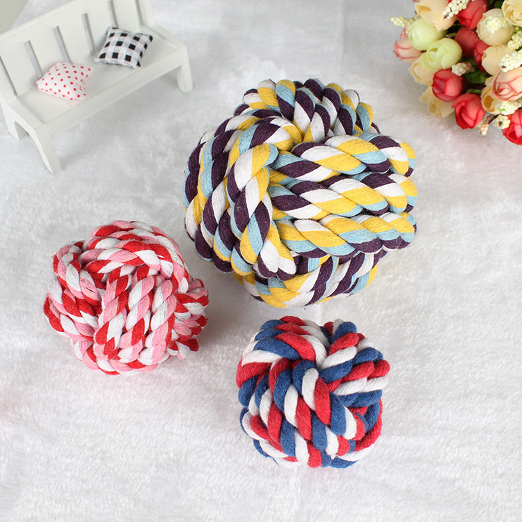 Pet toys cat dog toys cotton balls rope grinding toys balls cleaning cotton thread balls multi - colored random