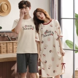 Летняя хлопковая мужская тонкая пижама для влюбленных, мультяшный комплект, в корейском стиле