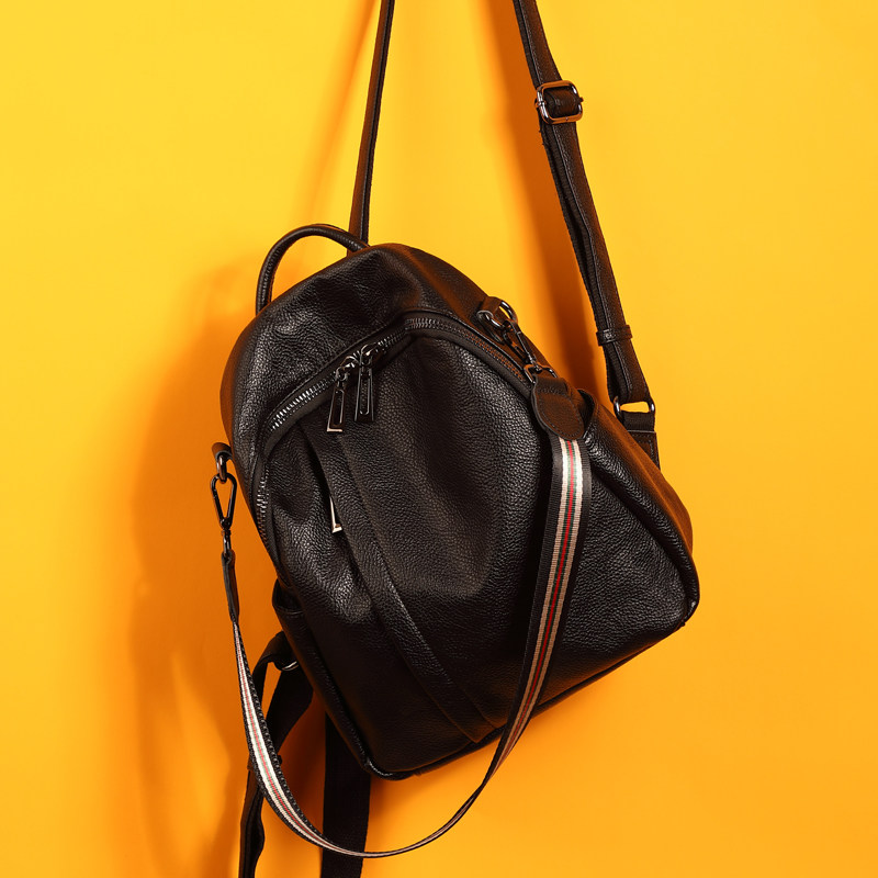 Hong Kong new leisure Joker leather bag soft leather women fashion dual-purpose anti-theft bag shoulder bag tide