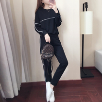 Hong Kong Sports Leisure Suit Women's Fall Winter 2020 New Korean Fashion Temperament Plus Cashmere Thickened Two-Piece Set