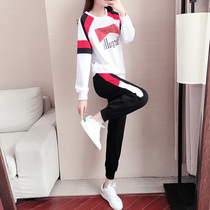 Hong Kong womens sports suit autumn 2020 new fashion Korean style loose Western-style sweatshirt running two-piece set