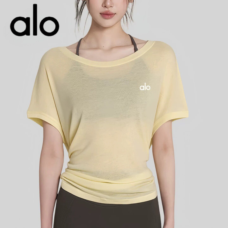 Aio Yoga Clothes for Women, Short-Sleeved, Loose-Fitting, Sun-Protective Sports Tops, Fitness Clothes, Quick-Drying Running Training Cover-Ups, Summer Thin Aio Yoga Clothes for Women, Short-Sleeved, Loose-Fitting, Sun-Protective Sports Tops, Fitness Clothes, Quick-Drying Running Training Cover-Ups, Summer Thin