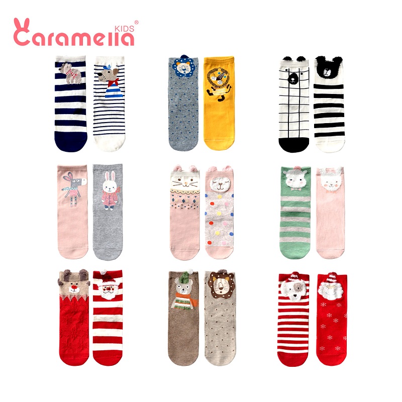 caramella秋冬婴儿袜子纯棉男女童袜儿童中筒袜地板袜宝宝袜子