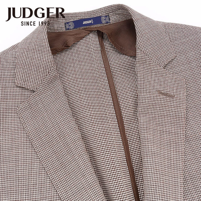 JUDGER/Zhuangji men's summer wool thin suit single fashionable houndstooth mulberry silk suit jacket