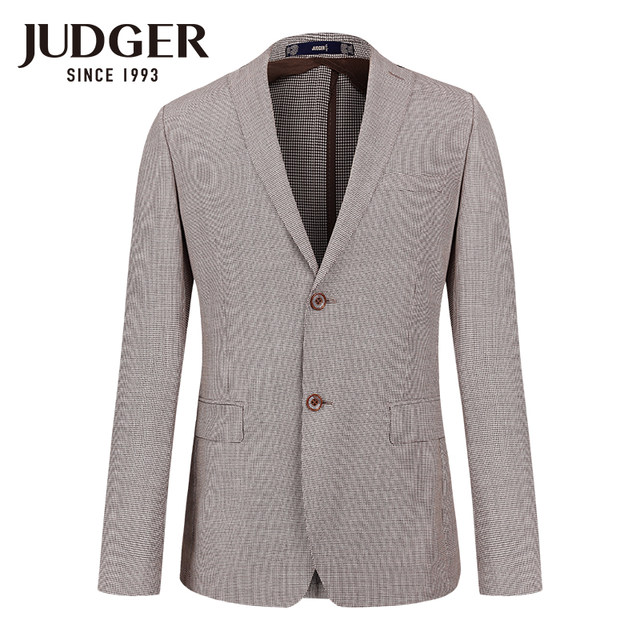 JUDGER/Zhuangji men's summer wool thin suit single fashionable houndstooth mulberry silk suit jacket