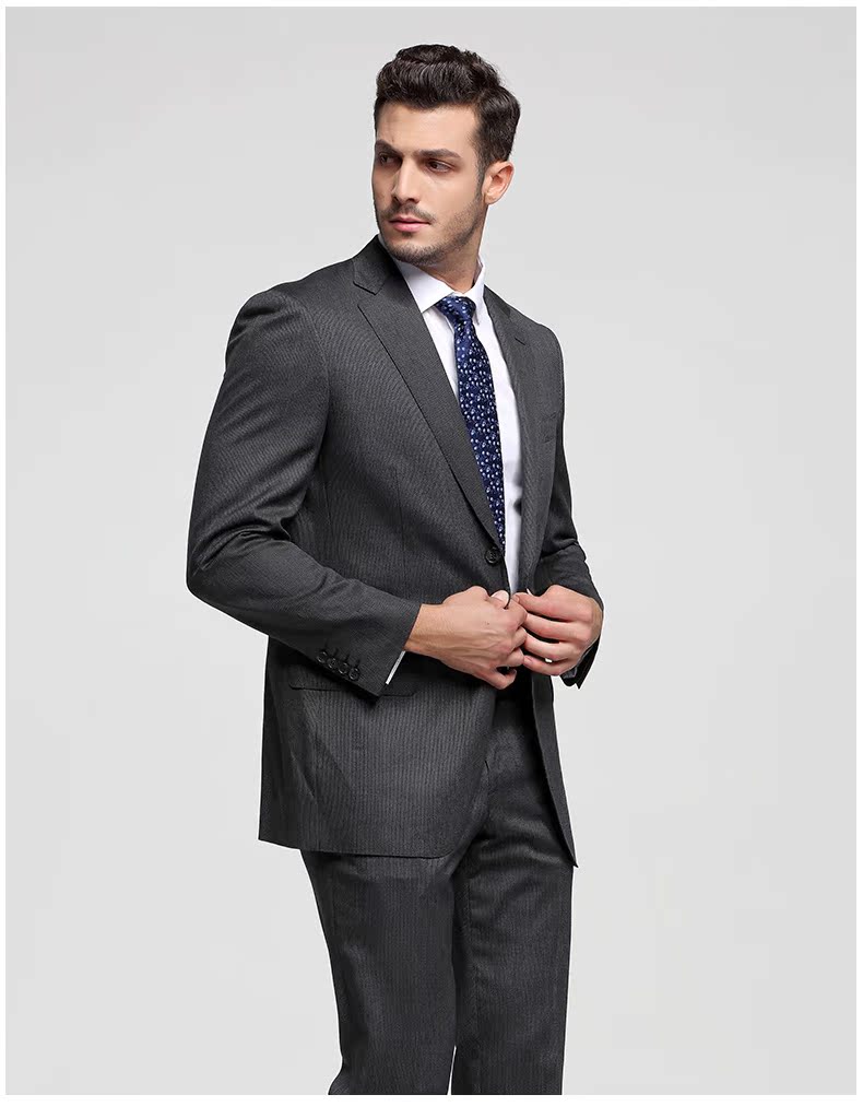 JUDGER Zhuang Ji Dress Up Suit Suit Suit Pinstriped Dress Suit Nam Wool Wool Silk bộ vest nam thời trang