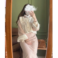 Легкое ципао, демисезонный утепленный пуховик, жилет, платье, комплект, китайский стиль, с вышивкой