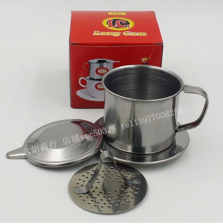 Vietnam imported drip pot coffee powder filter drip pot coffee pot hand rinse stainless filter-free paper cup