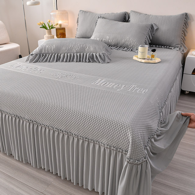 New ice silk mat three-piece iced bean bed sheet skirt