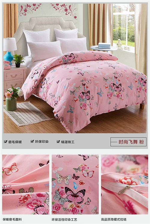 Chăn bông 200x230 đơn mảnh 100% cotton chà nhám dày mùa đông 220x240 đôi chăn trẻ em nữ chăn hơi