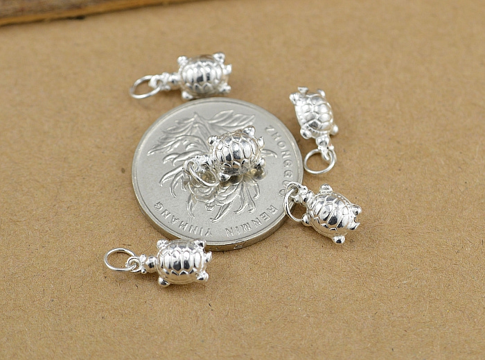 990 Sterling Silver Phụ kiện Rùa Mặt dây chuyền Vòng tay Vòng chân Con rùa Mặt dây chuyền Handmade DIY Phụ kiện đính cườm - Vòng chân vòng đeo chân cho nữ