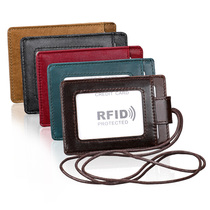 enuIne LeatHeR ID CaRD BaDe HoLDeR wItH LanyaRD RFID