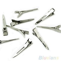 50 pcs Silver Flat Metal Single Prong Alligator Hair Clips B