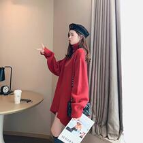  Lazy tide loose turtleneck top sweater with tall clothes wind middle and long pullover ins long net red big female Korean