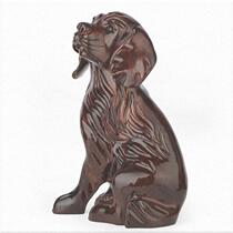 Solid wood crafts red wood carving animal decorations solid wood cute zodiac lucky dog ​​true color