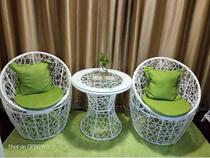 Balcony table and chair rattan chair coffee table three-piece outdoor leisure chair bedroom living room wrought iron furniture combination five-piece set