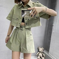 Casual temperament tooling two-piece set 2020 summer new foreign style thin man fashion wide-leg shorts set 