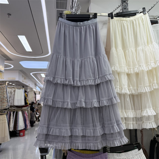 Super cute and sweet mesh skirt with spliced layers of gauze skirt