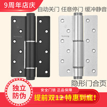 Top solid invisible door hinge automatic closing door closer buffer hydraulic damping spring self-closing page black