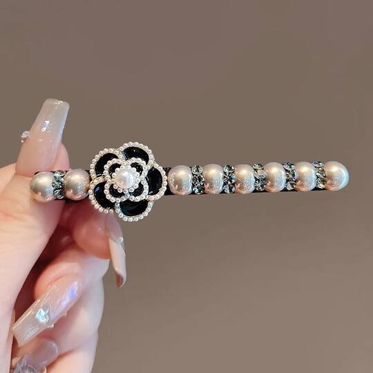 复古小香风高贵山茶花鸭嘴夹设计感气质侧边夹前额刘海碎发夹