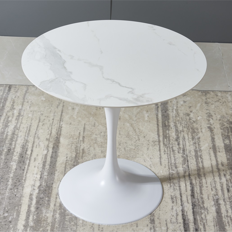 Nordic Reception Small Round Table Milk Tea Shop Tulip Baking Varnish Table Minima Modern Balcony Dining Room Negotiating Rock Plate Table
