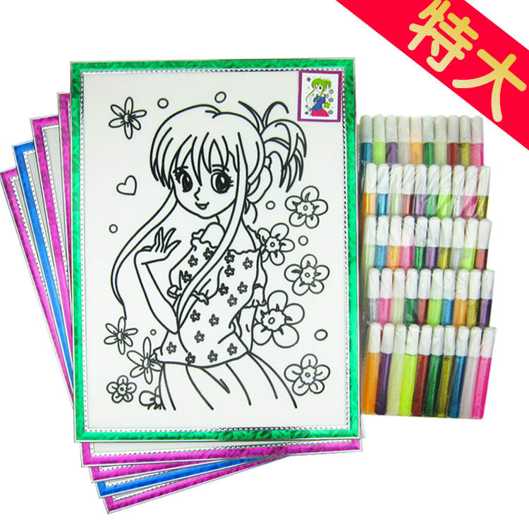 30*40cm gold powder painting 5 sets of children's educational hand-painted graffiti painting DIY toy puzzle painting 0 9