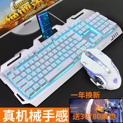 Mechanical feel keyboard and mouse group Wired office home game chicken eating computer Desktop notebook keyboard and mouse