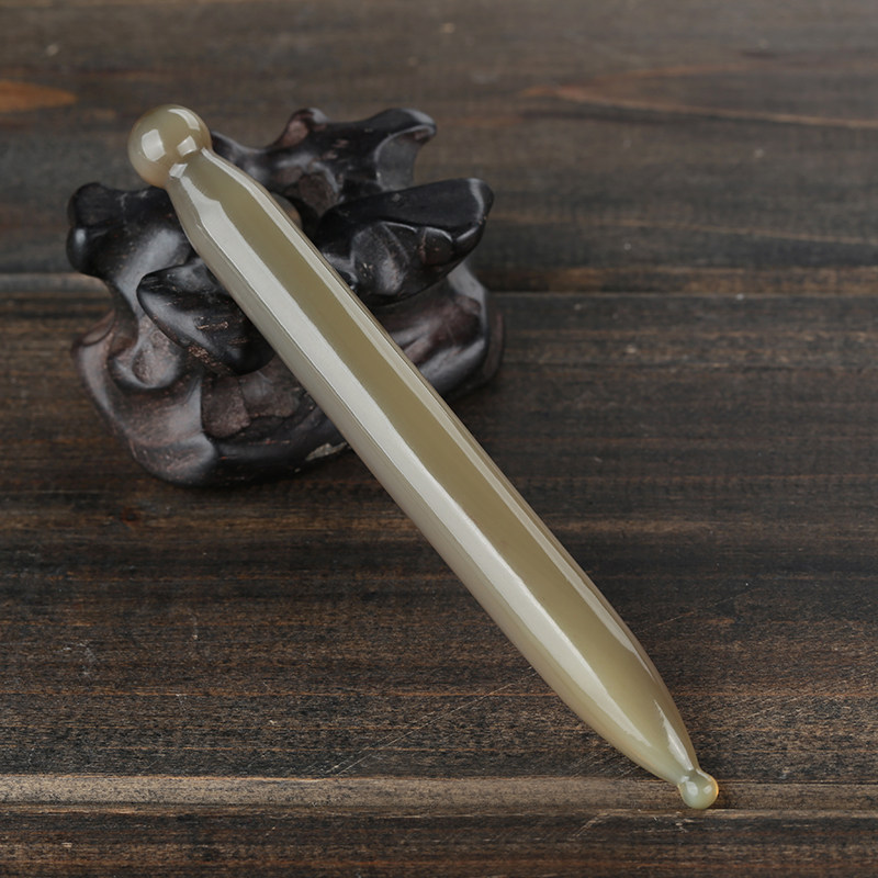 White Buffalo Horn Point Acupoint Pen Massage Pen Eye Dial Gluten Bar Facial Beauty Massage Stick Scraping