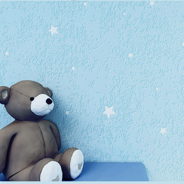 3D cartoon kids room waterproof wipeable non woven wallpaper moon star empty boy girl bedroom background wallpaper