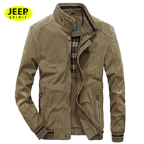 JEEP JEEP cotton jacket male middle-aged casual military Green mens jacket mature and stable spring and autumn collar