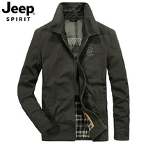 JEEP mens jacket spring 2021 new mature JEEP jacket mens spring and autumn lapel middle-aged blouse