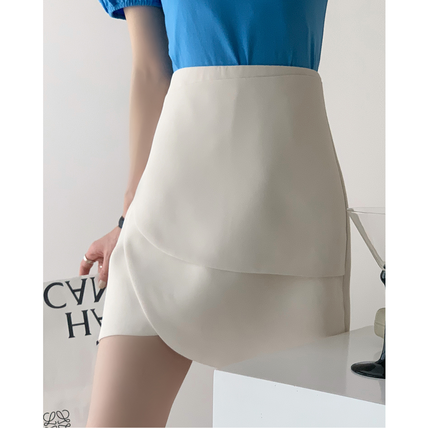 Petal culottes women's high waist A-line short skirt 2022 summer new skirt is thin and irregular design skirt