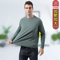 Mens new fat plus size de Velvet fever double-sided velvet high collar warm casual base shirt T-shirt loose top