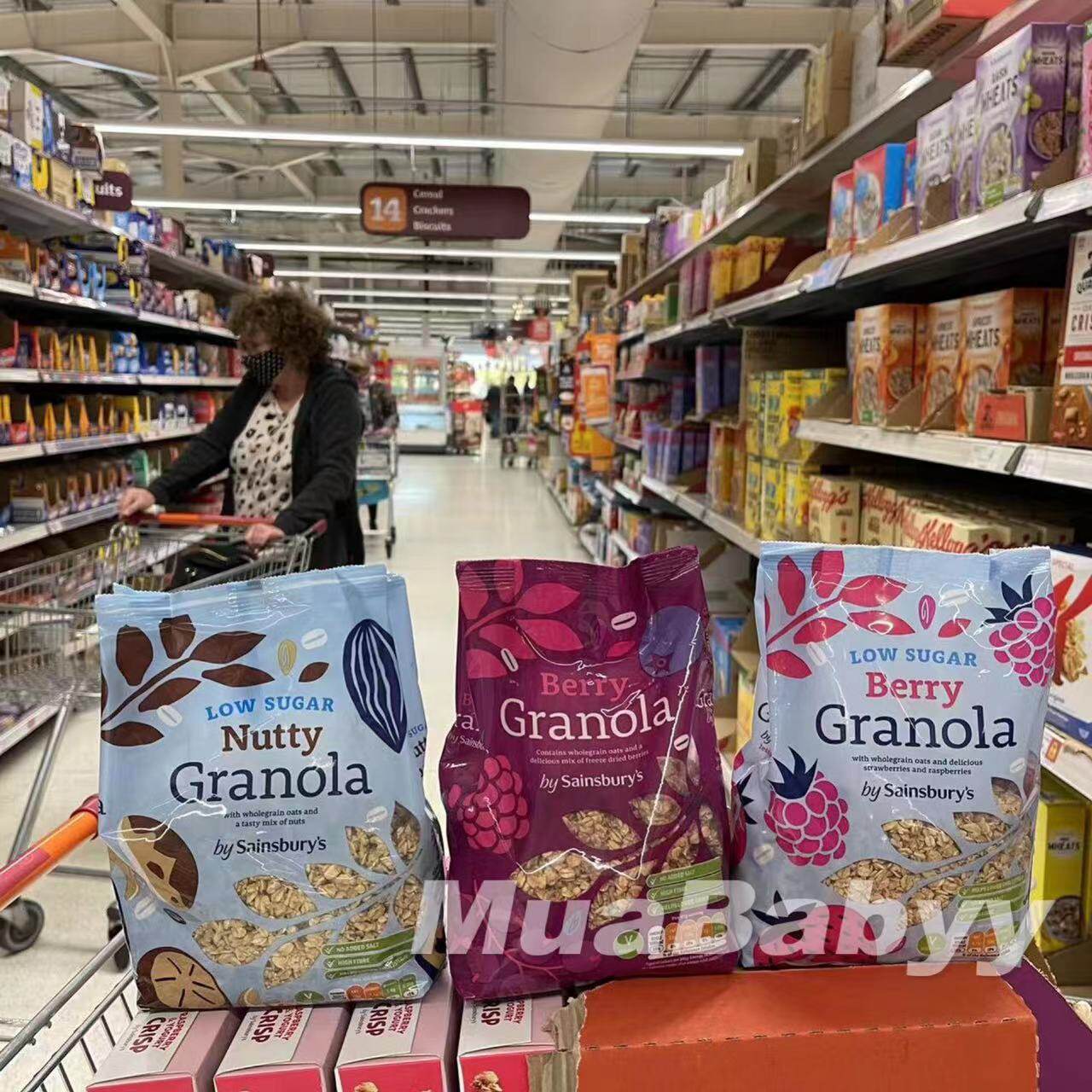 Spot British Sainsburys Granola granola low-sugar berry cereal whole wheat oatmeal breakfast