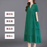 Летнее платье с коротким рукавом для матери, длинная длинная юбка, короткий рукав, средней длины