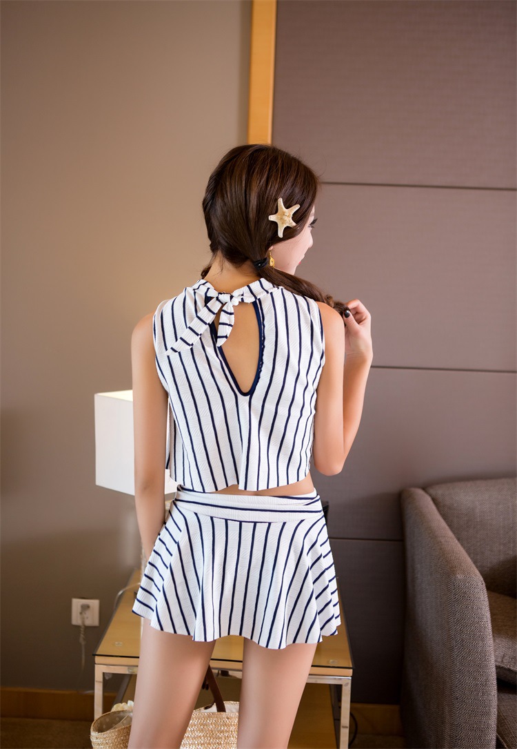 Chia áo tắm nữ hai mảnh vest chữ bảo thủ mỏng sinh viên váy đồ bơi ngực nhỏ thu thập vẻ đẹp trở lại đồ tắm 2 mảnh