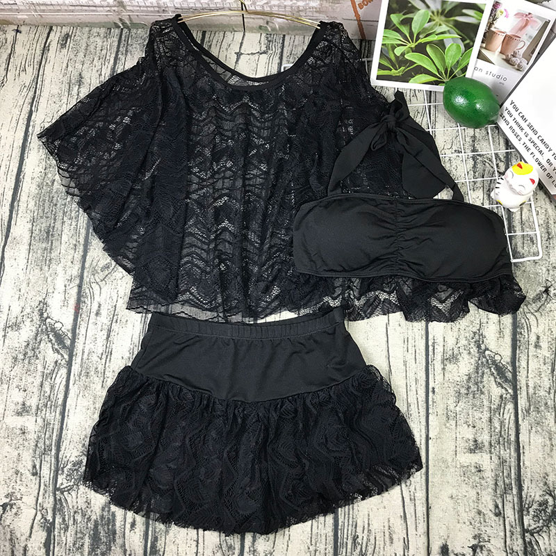 Nước hoa chia nhỏ áo tắm nữ ba mảnh gợi cảm giảm béo bụng váy kiểu phẳng góc bảo thủ rắn màu áo tắm nóng mùa xuân bikini 2 mảnh màu đỏ