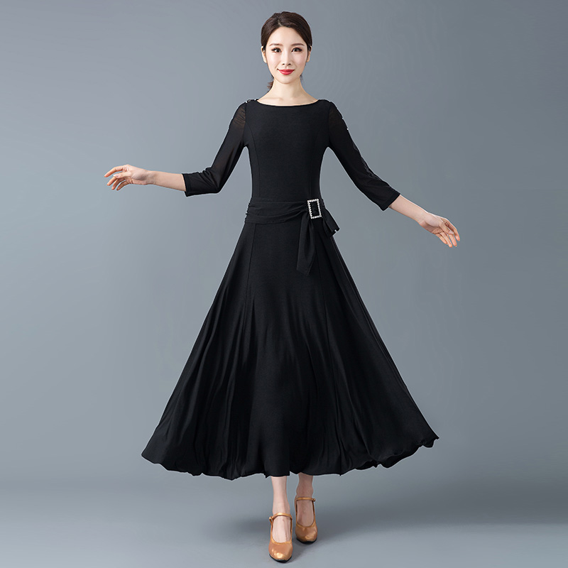 Ballroom Dance Skirt New Waltz National Standard Dance Long Skirt Autumn Ballroom Dance Practice Competition Skirt Modern Dance Dress