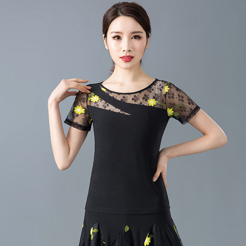 Moden Dance Costumes Short Sleeved National Dance Dance Dance Costumes Three Steps on Giteba Dance Costumes Square Dance and Dance Clothes