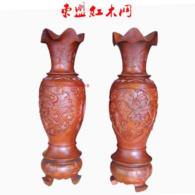 Vietnamese grass rosewood carved vase mahogany vase carved vase log solid wood vase vase pair