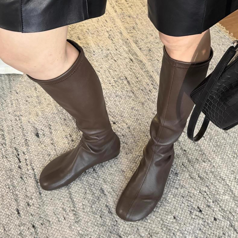 Evening Breeze Style with Skirt, New Round-Toe Elastic Sock Boots, Slim Boots, Flat-Soled, Elegant Over-The-Knee High Boots for Women Evening Breeze Style with Skirt, New Round-Toe Elastic Sock Boots, Slim Boots, Flat-Soled, Elegant Over-The-Knee High Boots for Women