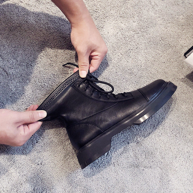 Handsome Martin boots female British style 2020 autumn and winter new wild thin belt short barrel elastic boots motorcycle boots women