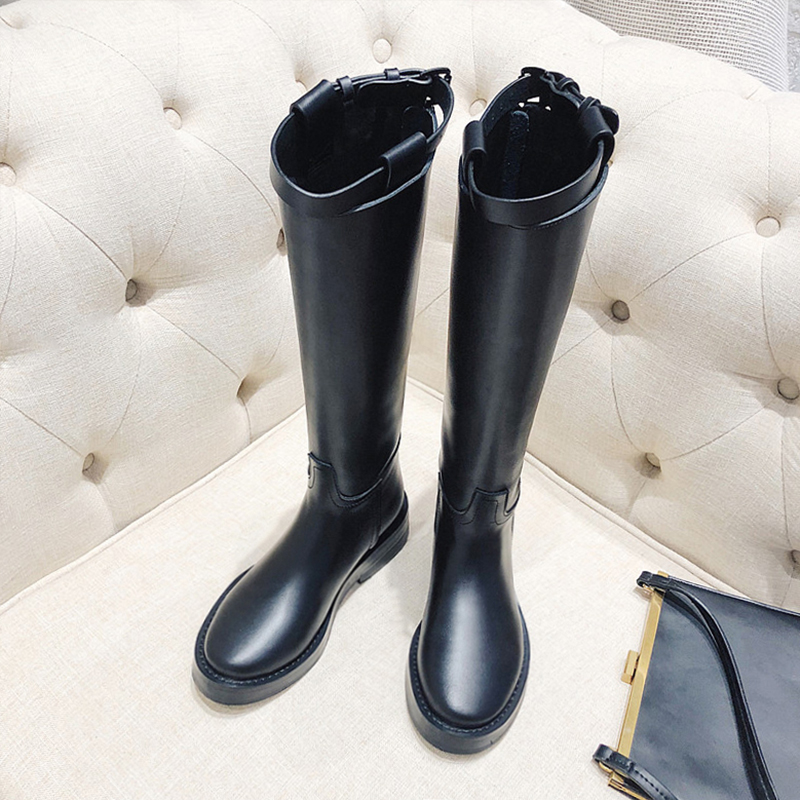 Riding Boots Woman High Cylinder Boots Net Red Boots Leather Boots Rough Heel Long Drum Autumn Winter Horse Boots Long Boots Woman 2021 new